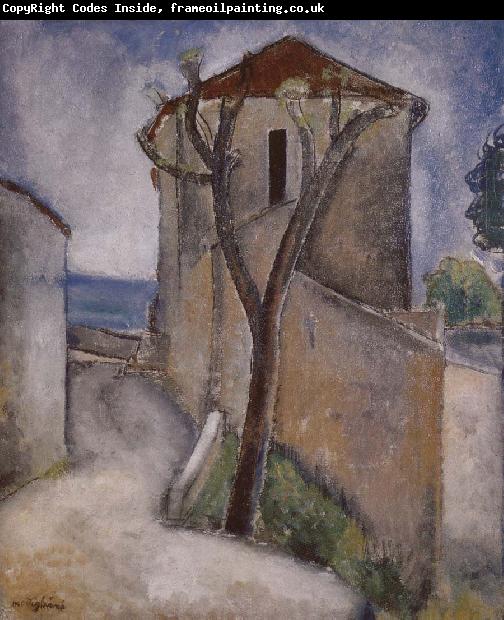 Amedeo Modigliani Tree and Houses